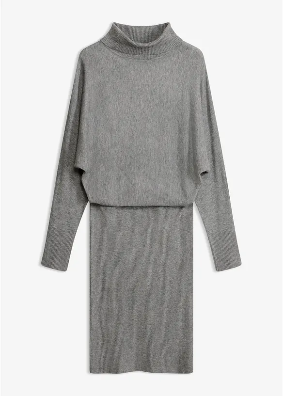 Strickkleid aus Viskose-Mix in grau von vorne - bonprix
