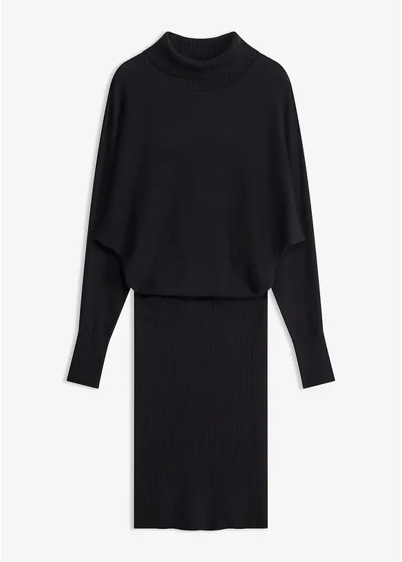 Strickkleid aus Viskose-Mix in schwarz von vorne - bonprix