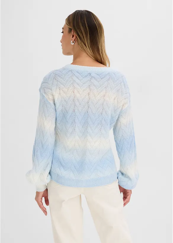 Boxy-Pullover in blau von hinten (im Anschnitt) - bonprix