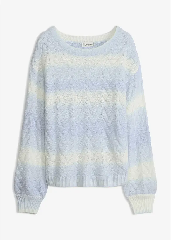 Boxy-Pullover in blau von vorne - bonprix