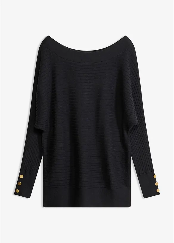 Feinstrickpullover aus Viskose-Mix in schwarz von vorne - bonprix