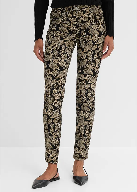 Baumwollstretch-Hose bedruckt in schwarz von vorne - bonprix