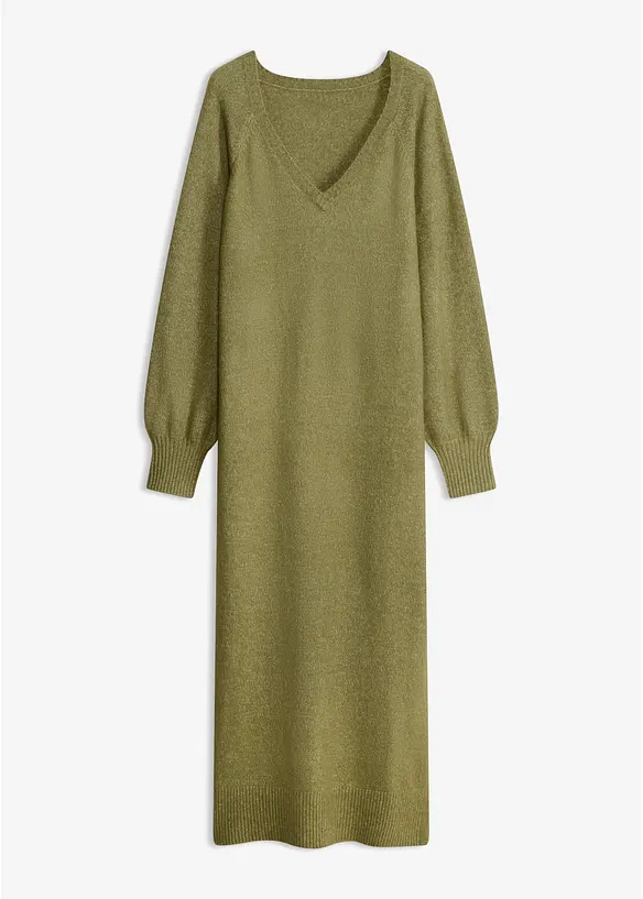 Oversized Strickkleid in Midilänge in grün von vorne - bonprix