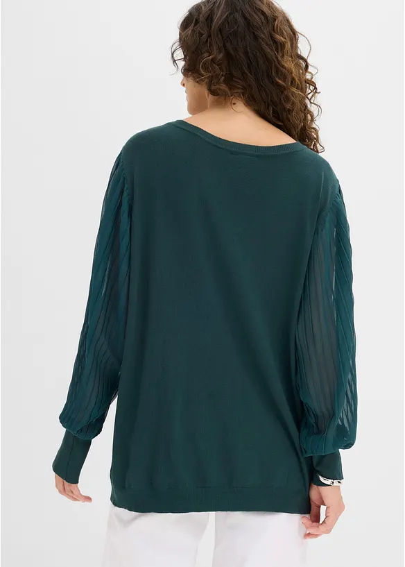 Feinstrickpullover aus softem Viskose-Mix in grün von hinten (im Anschnitt) - bonprix