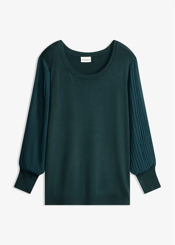 Feinstrickpullover aus softem Viskose-Mix in grün von vorne - bonprix