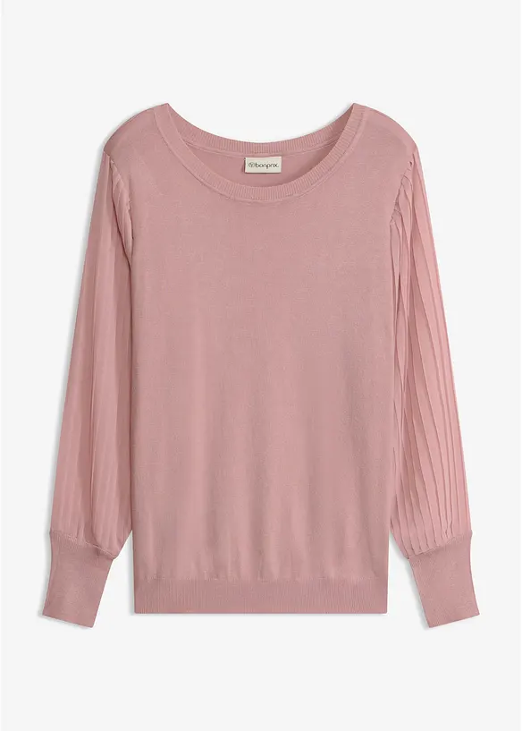 Feinstrickpullover aus softem Viskose-Mix in rosa von vorne - bonprix