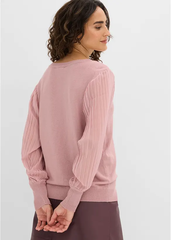 Feinstrickpullover aus softem Viskose-Mix in rosa von hinten (im Anschnitt) - bonprix