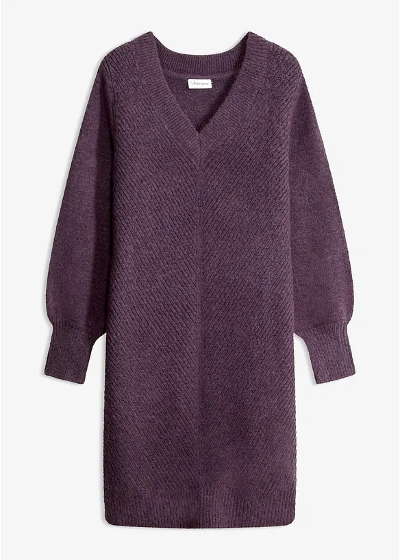 Strickkleid in lila von vorne - bonprix