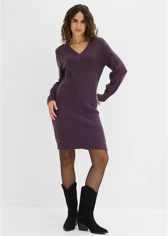 Strickkleid in lila von vorne (Totalaufnahme) - bonprix