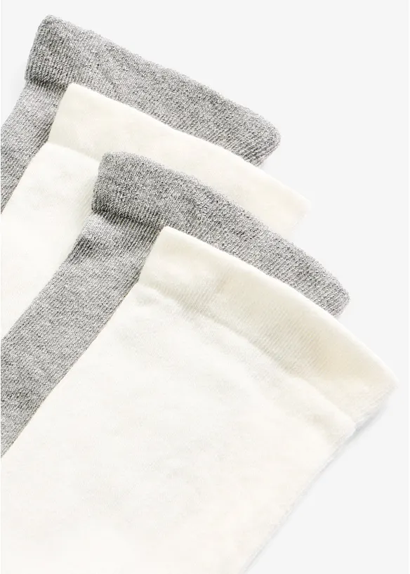 Socken mit druckfreiem Bund (4er Pack) in weiß - bonprix