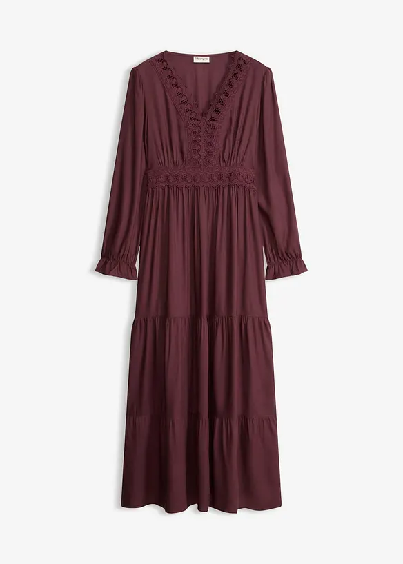 Maxikleid aus reiner Viskose in lila von vorne - bonprix