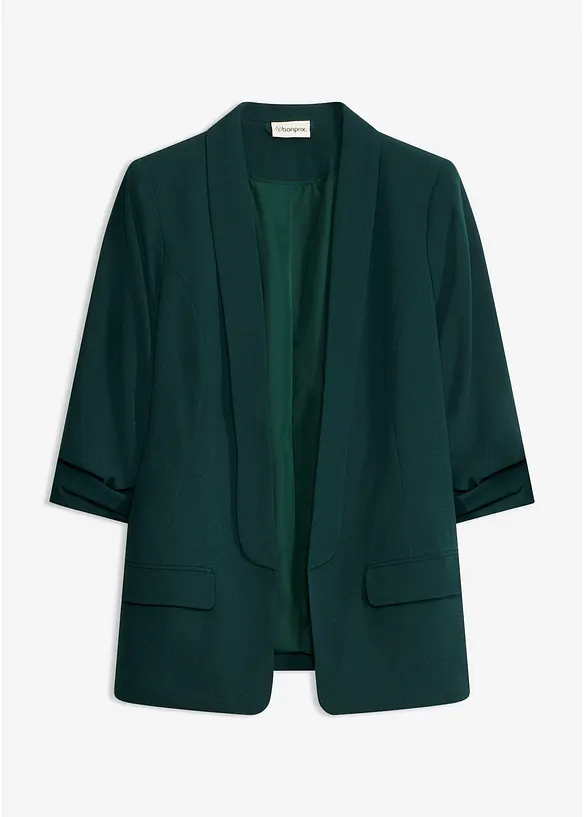 Longblazer mit drapierten Ärmeln in grün von vorne - bonprix Longblazer mit drapierten Ärmeln in grün von vorne - bonprix