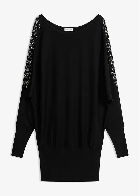 Feinstrickpullover aus Viskose-Mix in schwarz von vorne - bonprix