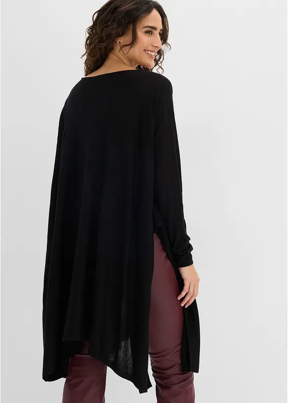Long-Pullover aus Viskose-Mix in schwarz von hinten (im Anschnitt) - bonprix