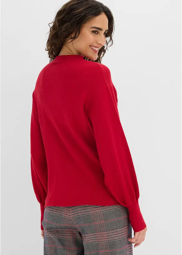 Strickpullover mit Ballonärmeln in rot von hinten (im Anschnitt) - bonprix