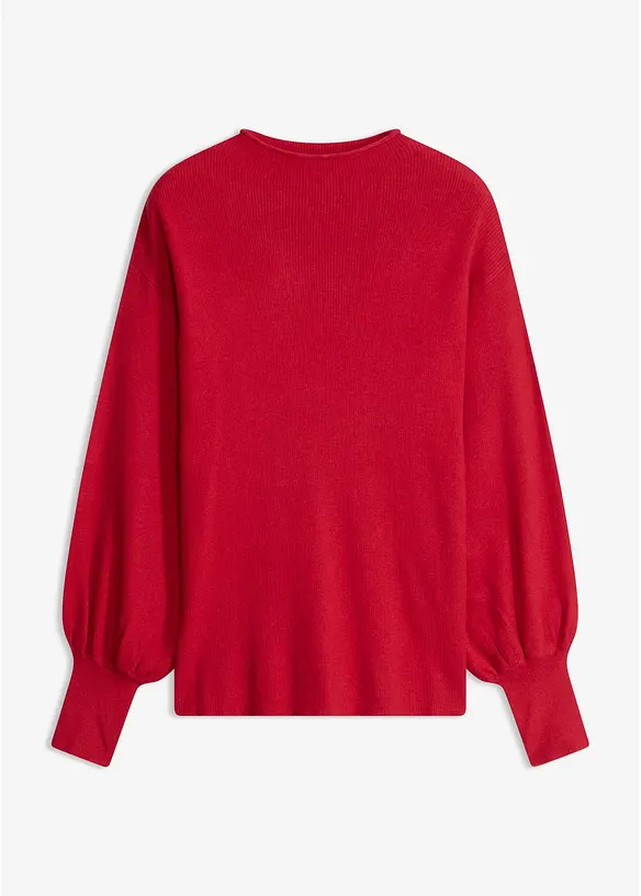Strickpullover mit Ballonärmeln in rot von vorne - bonprix