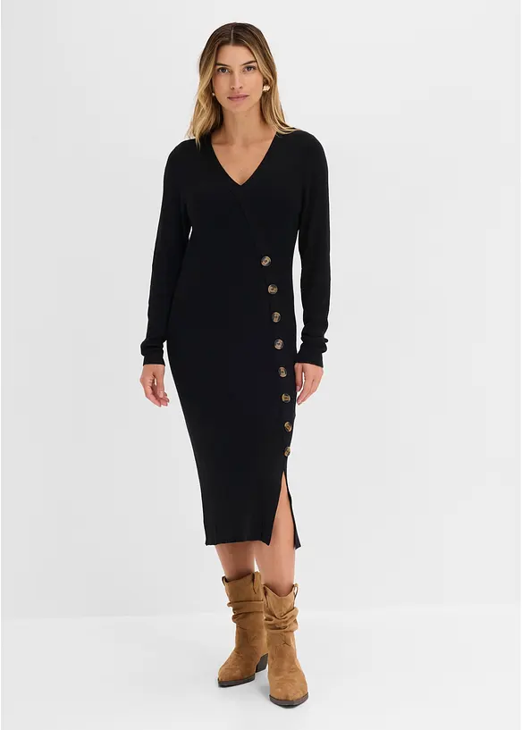 Strickkleid aus Viskose-Mix in schwarz von vorne (Totalaufnahme) - bonprix Strickkleid aus Viskose-Mix in schwarz von vorne (Totalaufnahme) - bonprix