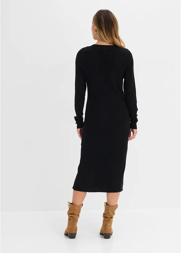 Strickkleid aus Viskose-Mix in schwarz von hinten (Totalaufnahme) - bonprix Strickkleid aus Viskose-Mix in schwarz von hinten (Totalaufnahme) - bonprix