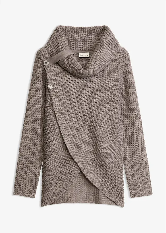 Grobstrick-Pullover in grau von vorne - bonprix