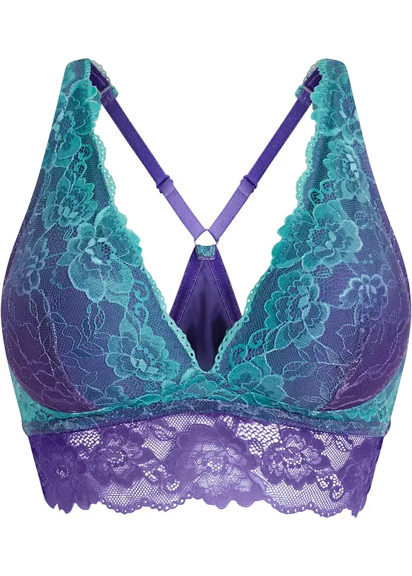 Bustier mit zarter Spitze im Farbverlauf in lila von vorne - bonprix