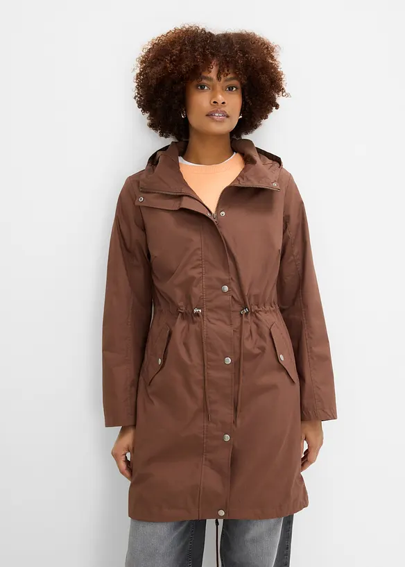 Parka mit Kapuze in braun von vorne (im Anschnitt) - bonprix