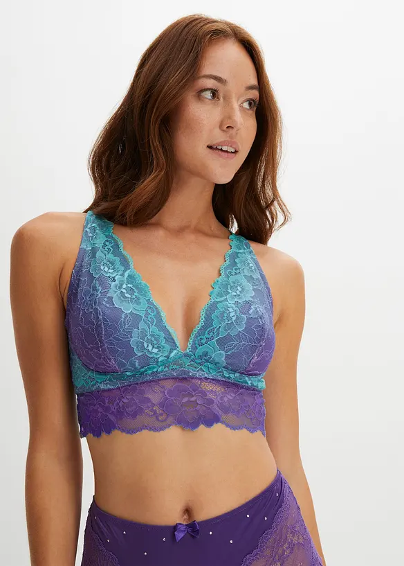 Bustier mit zarter Spitze im Farbverlauf in lila von vorne (im Anschnitt) - bonprix