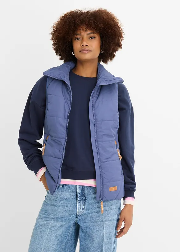 Outdoor-Weste mit Stehkragen in blau von vorne (im Anschnitt) - bonprix