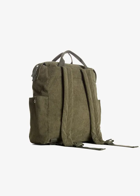 Rucksack in Cordoptik in grün von hinten - bonprix