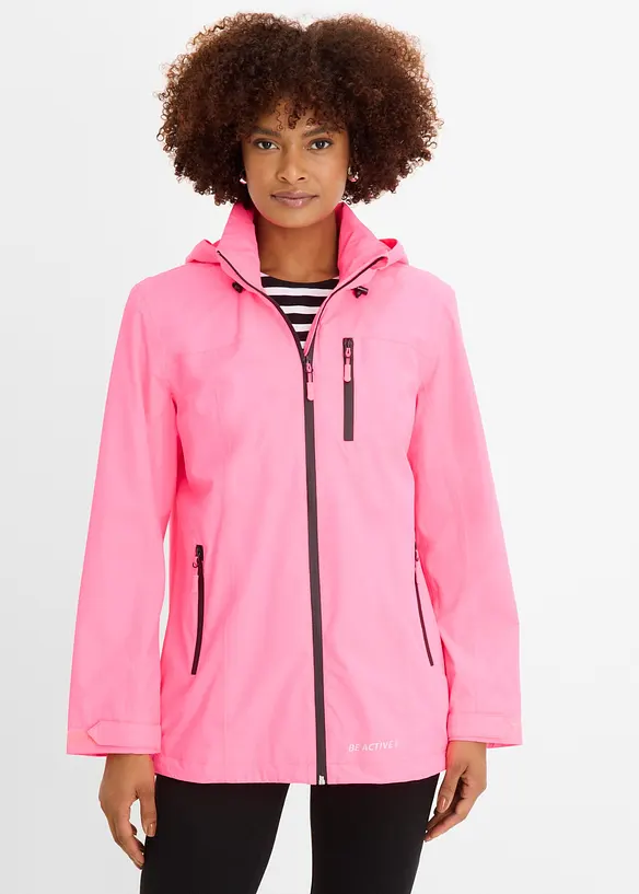 wasserabweisende, reflektierende Funktions-Jacke in pink von vorne (im Anschnitt) - bonprix