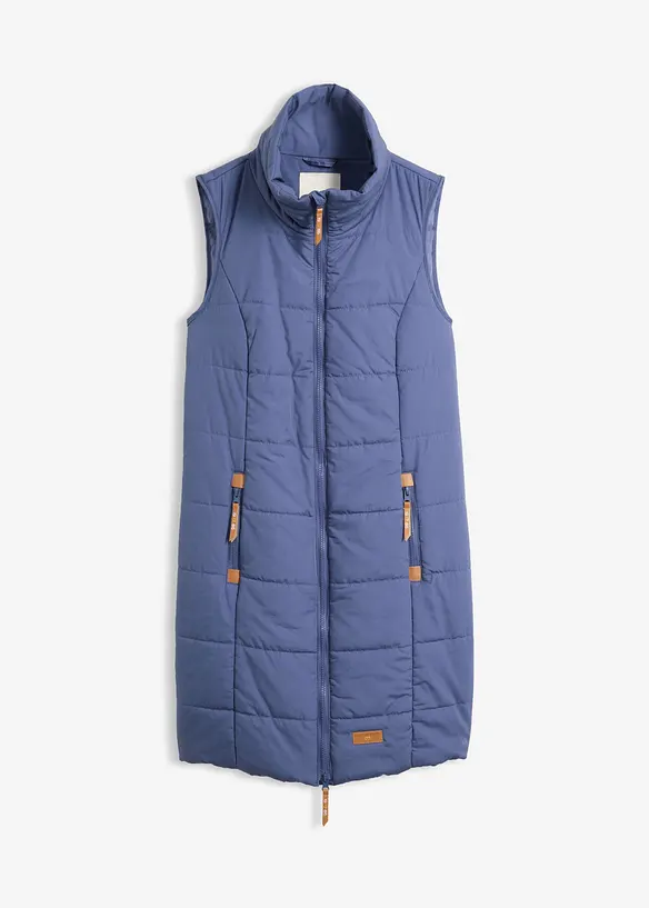 Longweste mit Stehkragen in blau von vorne - bonprix