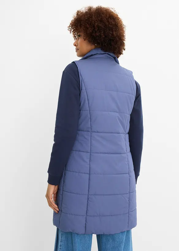 Longweste mit Stehkragen in blau von hinten (im Anschnitt) - bonprix
