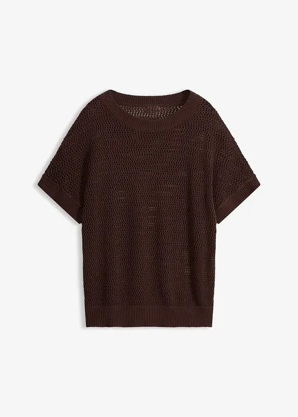 Oversize-Pullover aus Baumwoll-Mix in braun von vorne - bonprix