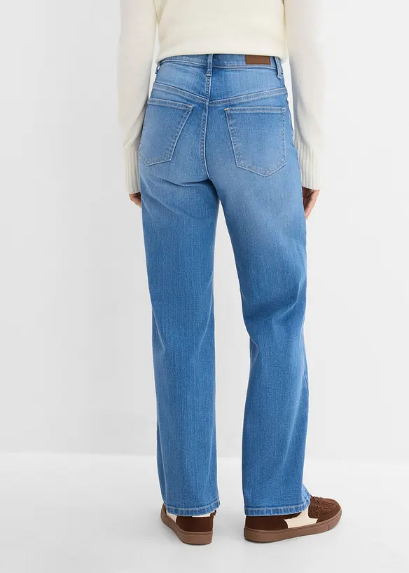 Wide Leg Jeans High Waist, Bio-Baumwolle in blau von hinten - bonprix