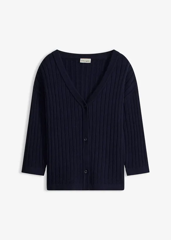 Strickjacke aus Viskose-Mix in blau von vorne - bonprix