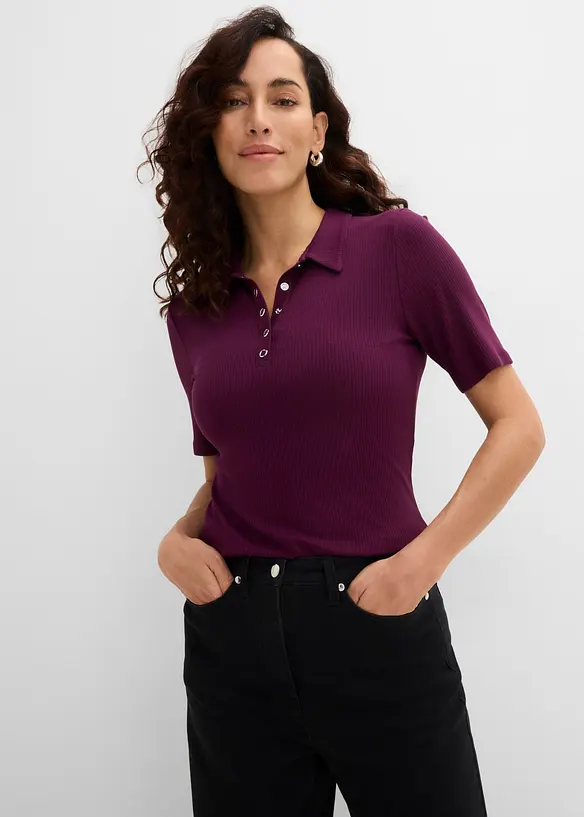 Poloshirt aus Viskose-Mix in lila von vorne (im Anschnitt) - bonprix Poloshirt aus Viskose-Mix in lila von vorne (im Anschnitt) - bonprix