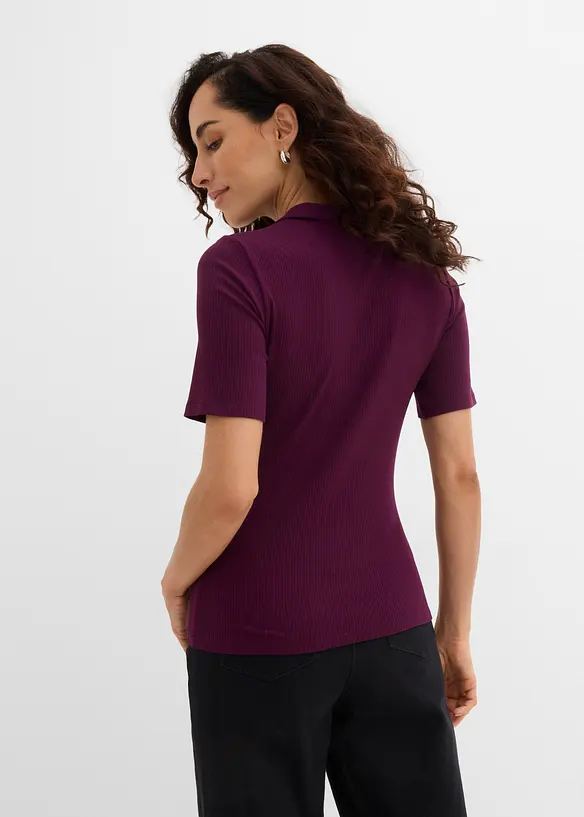 Poloshirt aus Viskose-Mix in lila von hinten (im Anschnitt) - bonprix Poloshirt aus Viskose-Mix in lila von hinten (im Anschnitt) - bonprix
