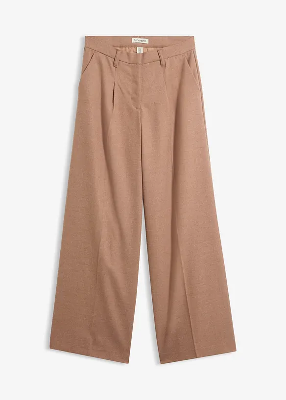 Bundfaltenhose in braun von vorne - bonprix