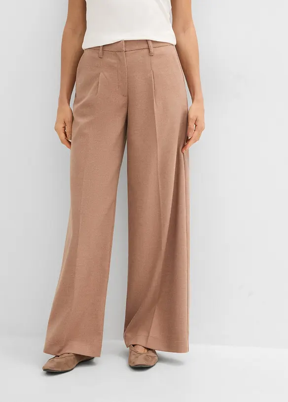 Bundfaltenhose in braun von vorne - bonprix