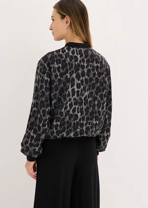 Blouson aus fließendem Satin in grau von hinten (im Anschnitt) - bonprix