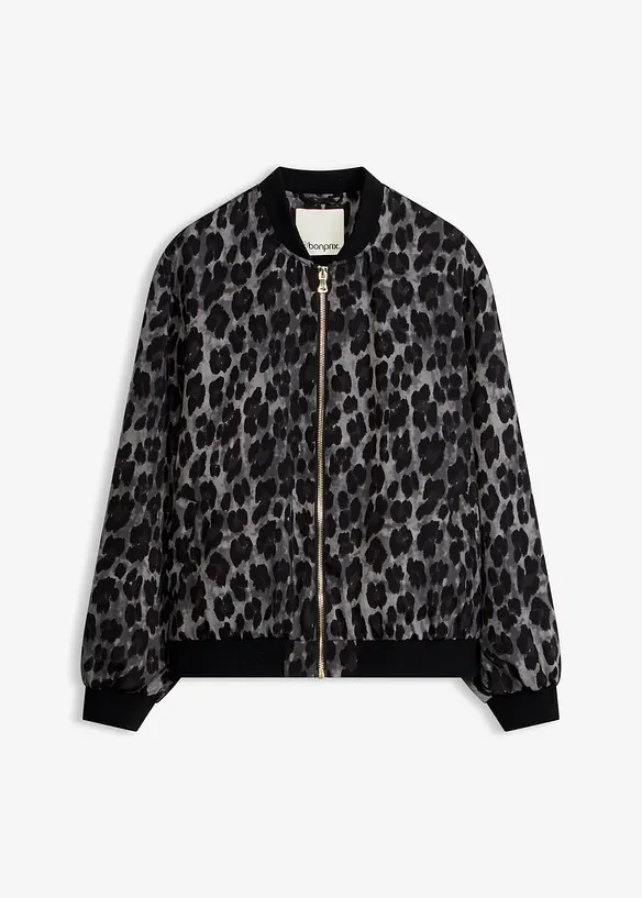 Blouson aus fließendem Satin in grau von vorne - bonprix