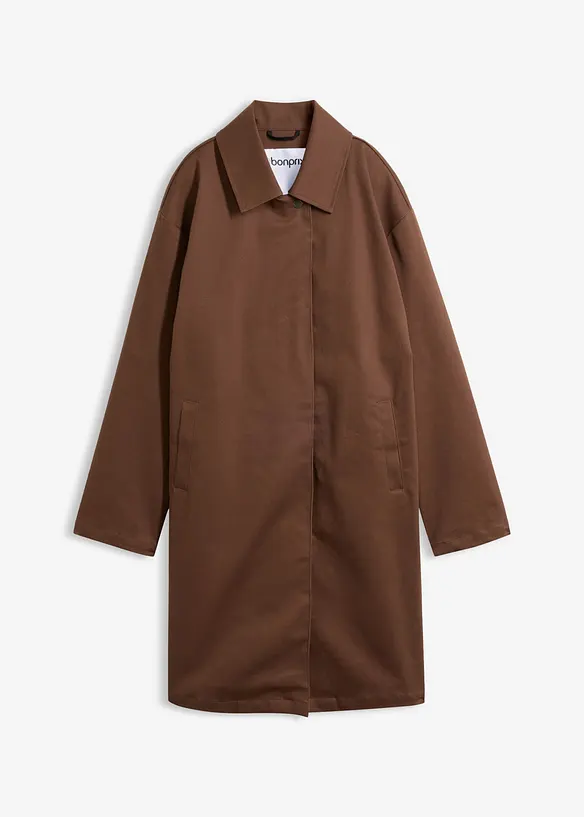Wasserabweisender Trenchcoat, Oversized in braun von vorne - bonprix
