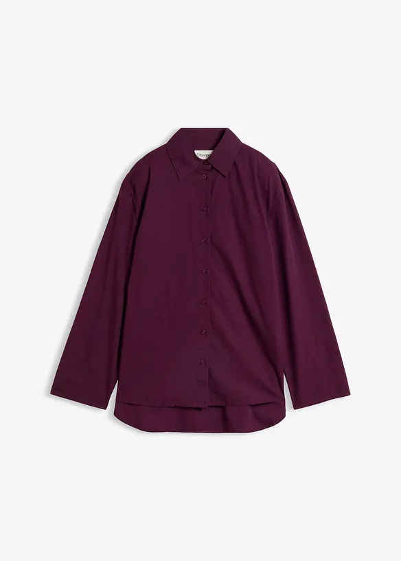 Hemdbluse aus reiner Bio-Baumwolle in lila von vorne - bonprix
