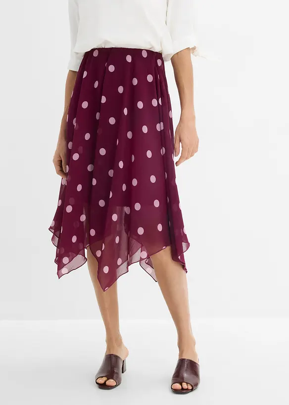 Chiffon-Midirock mit asymmetrischem Saum in lila von vorne - bonprix Chiffon-Midirock mit asymmetrischem Saum in lila von vorne - bonprix
