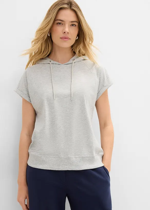 Sweatshirt mit Kapuze in grau von vorne (im Anschnitt) - bonprix Sweatshirt mit Kapuze in grau von vorne (im Anschnitt) - bonprix