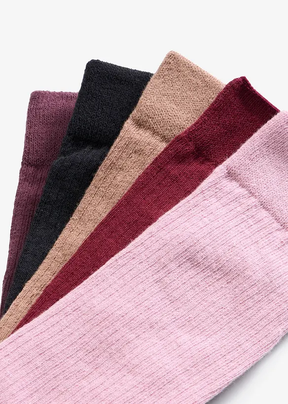 Gerippte Socken (5er Pack) in rot - bonprix