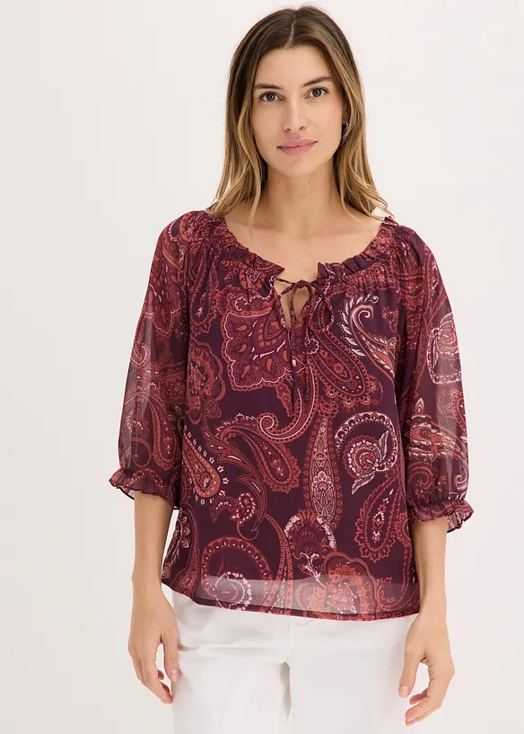 Chiffonbluse in rot von vorne (im Anschnitt) - bonprix