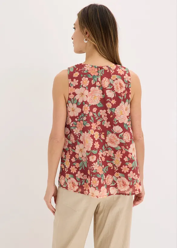 Chiffon-Blusentop in rot von hinten (im Anschnitt) - bonprix