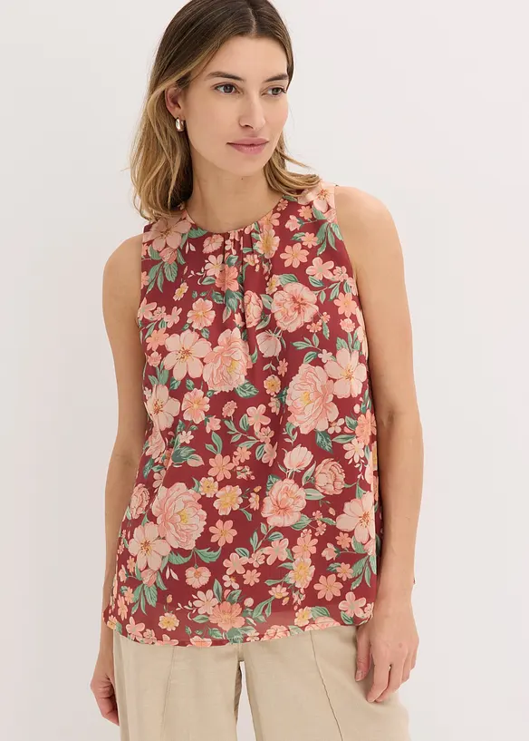 Chiffon-Blusentop in rot von vorne (im Anschnitt) - bonprix