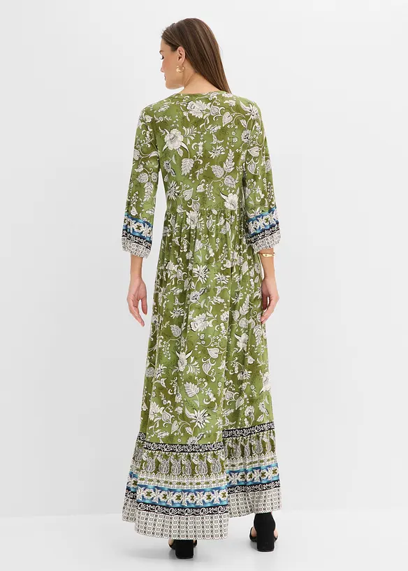 Tunika-Kleid aus fließender Viskose in grün von hinten (Totalaufnahme) - bonprix Tunika-Kleid aus fließender Viskose in grün von hinten (Totalaufnahme) - bonprix