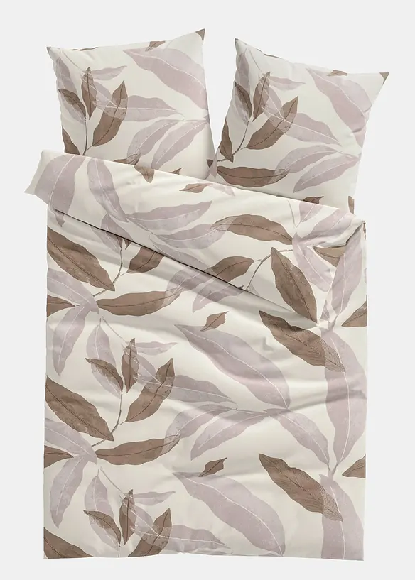 Baumwollmix-Bettwäsche in beige von vorne - bonprix